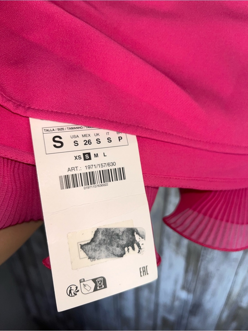 Zara Pink Pleated Ruffle Off Shoulder Crop Top Strapless S NWT - Picture 6 of 6